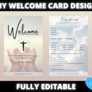 Cartão de boas-vindas DIY para igreja, cartão de conexão de igreja, cartão de visitante para igreja