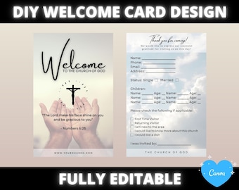 DIY Welcome Card For Church, Church Connection Card, Visitor Card for Church