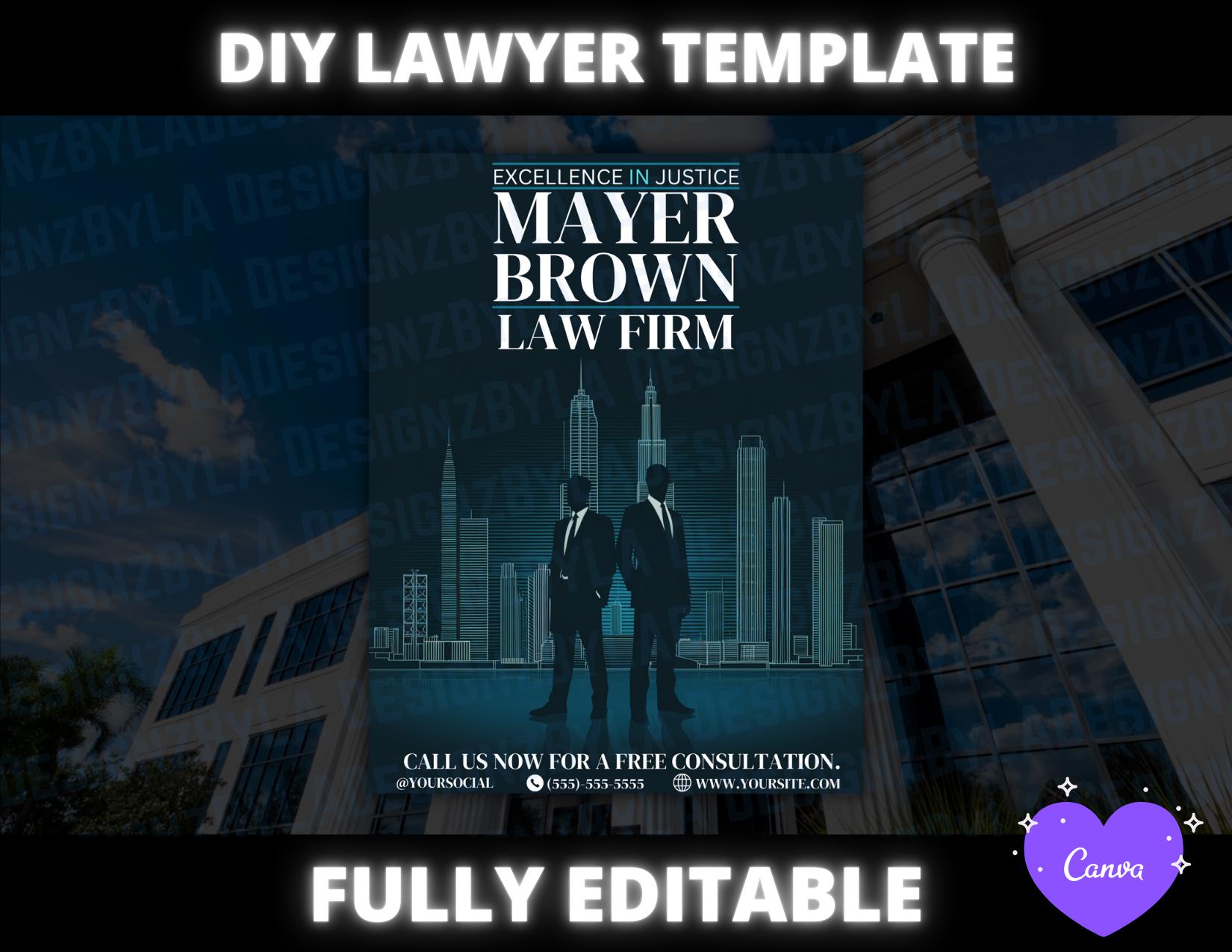 Editable Lawyer Flyer Template - DIY Canva Design - Legal Services ...