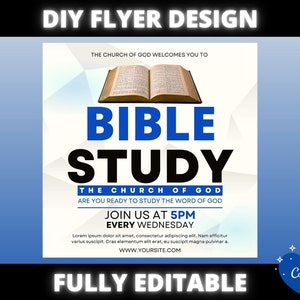 Folleto de estudio bíblico, folleto de servicio de la iglesia de bricolaje, folleto de invitación al servicio dominical para pastor predicador