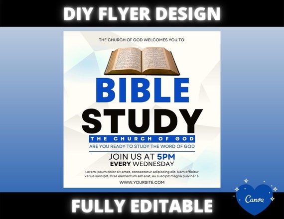 Bible Study Flyer DIY Church Service Flyer Sunday Service - Etsy