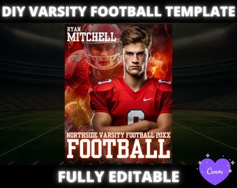 CANVA Football Poster Template, Digital Sports Background Football ...