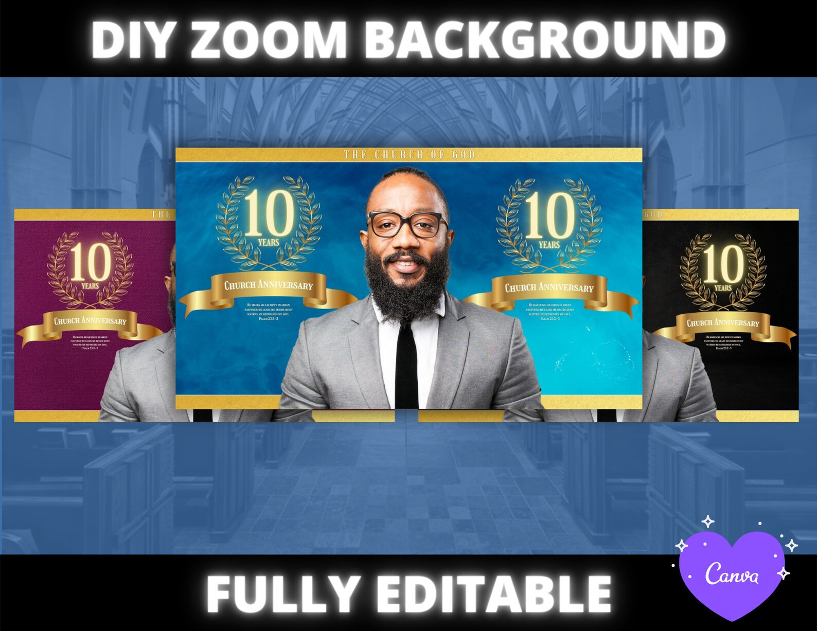 Church Zoom Background, Church Anniversary Background, DIY Church Service Zoom Background, Video