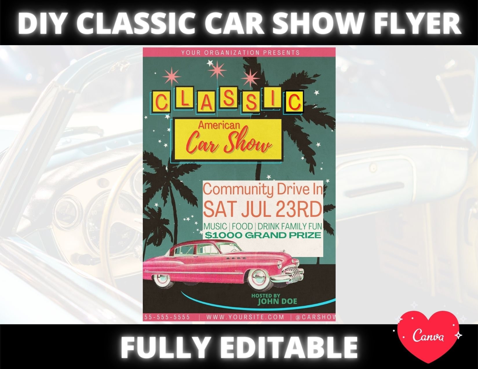 DIY Classic Car Show Flyer, Car Show Flyer Template, Drive in Movie Etsy DIY Classic Car Show Flyer, Car Show Flyer Template, Drive in Movie Etsy