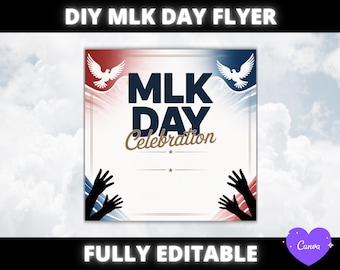 Folleto DIY para el Día de MLK Jr., folleto DIY para el servicio religioso, folleto de invitación al servicio dominical para pastor predicador