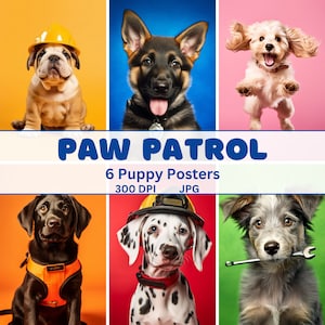 Rescue Pups ha ispirato il set di poster con ritratti di cuccioli della vita reale / download digitale