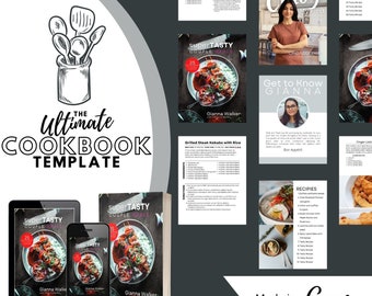 Plantilla de libro de cocina DIY, plantilla de libro de recetas
