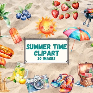 Watercolor Summer Themed Clipart Transparent PNG