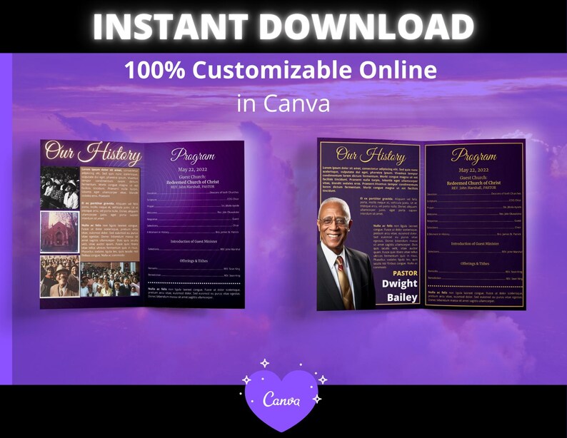 Church Program Template, DIY Church Anniversary Program Template ...
