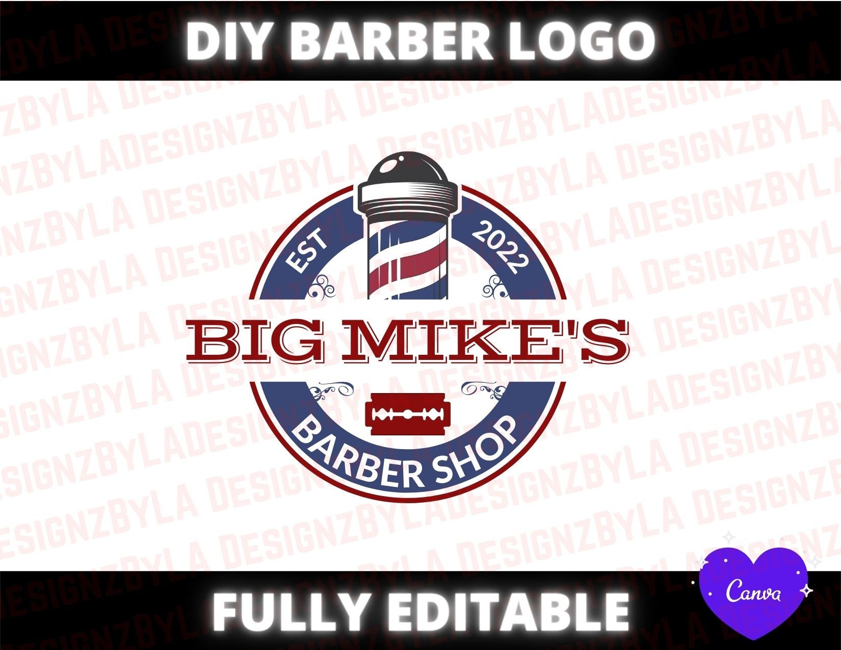 DIY Edit Yourself Barber Logo Barber Shop Logo Design Business Branding