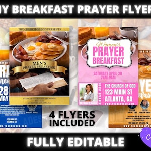 DIY Church Breakfast Prayer Flyer, Sunday Service invitation flyer for pastor preacher