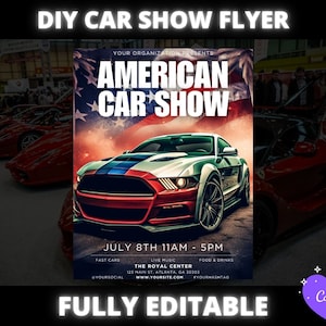 DIY American Car Show Flyer, Car Show flyer template