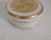 Lenox Ivory Autumn Footed Trinket Box Grapes Vineyard 24K Gold Accents Hand Decorated