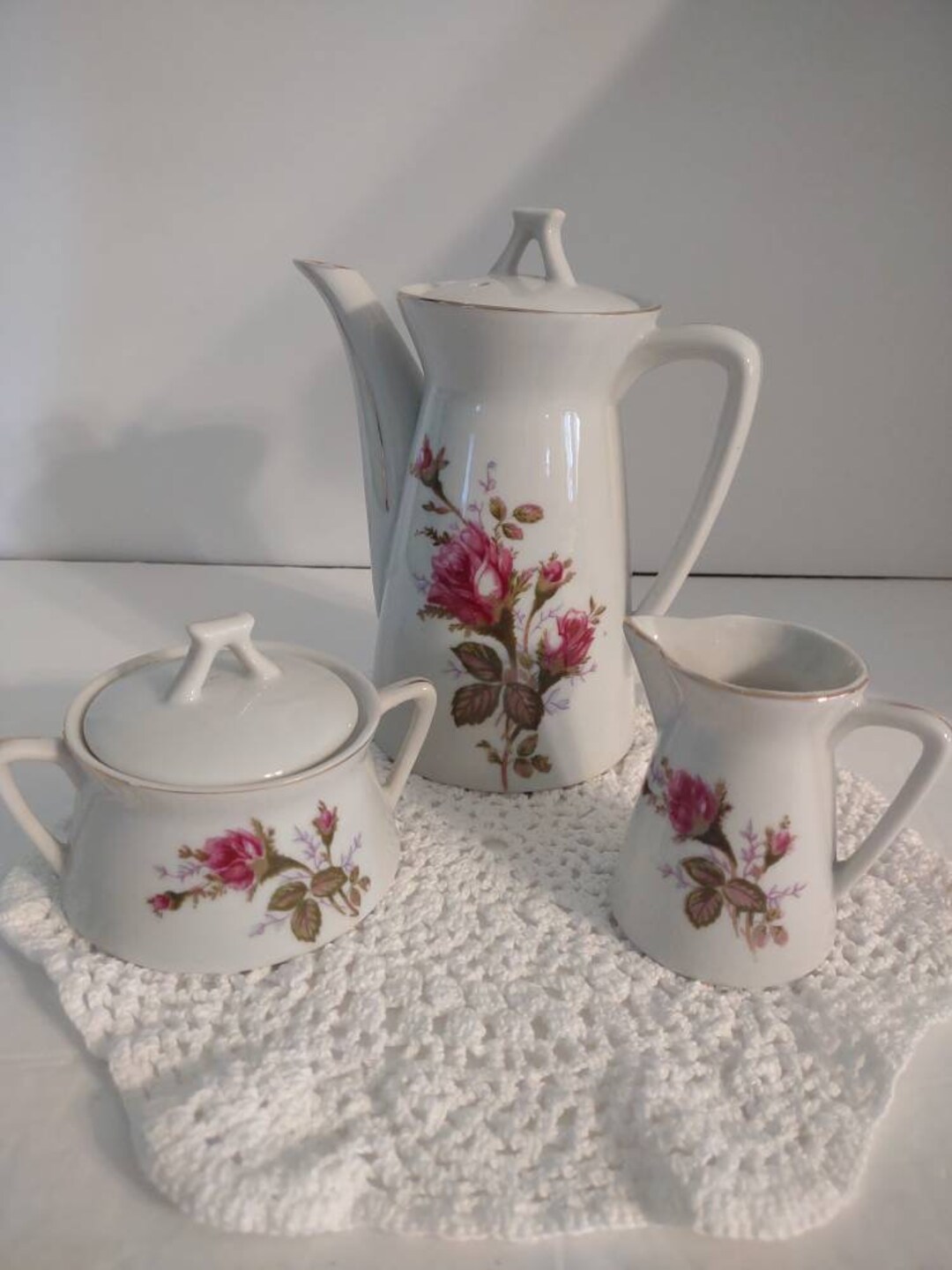 Mini Tea Coffee Creamer and Sugar Roses 5 Piece Set Vintage - Etsy