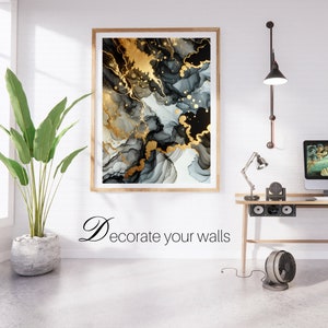 Black and Gold Wall Art Modern Wall Art Abstract Wall Art Luxury Wall Art Gold Wall Art Marble Wall Art Living Room Decor Digital Print