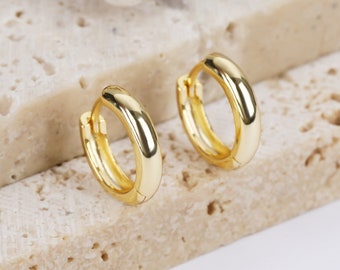 Dainty 18K Gold Huggie Hoop Earrings: Sterling Silver Cartilage Helix