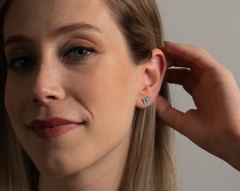 18K Gold Butterfly Stud Earrings: Sterling Silver Dainty Minimalist Earrings