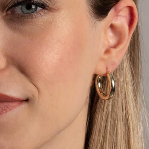 Gold Chunky Hoop Earrings, Silver Chunky Oval Earrings, Dangle Drop Earring, Statement Hoop, Thick Chunky Hoop, Light Weight, Modern Earring
