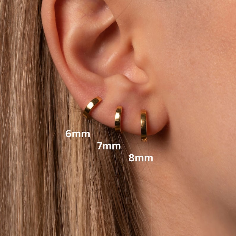 Gold Huggie Hoop Earring, 925 Silver Huggie Hoop Earring, Cartilage Hoop Earrings with charm