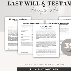 Last Will and Testament Template – Customizable, Legal Document, Instant Digital Download