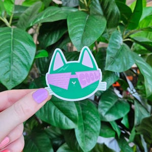 Adhesivo de vinilo de gato genial / Adhesivo de gato colorido mate resistente al agua