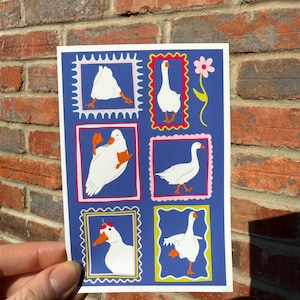 Silly Goose-kunstafdruk | Eigenzinnige kleurrijke muurkunst gans