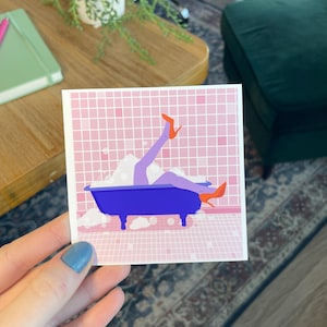 Rosy Blush Bathtub Print | Pink Aesthetic Woman in Bathtub Art Print