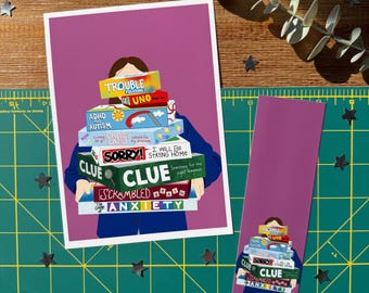 Mental Health Themed Board Game Art Print Bookmark | Neurodiversity Art Bookish Goods