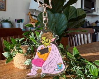 Japanese Miniature Music Box Keychain With a Geisha Standing