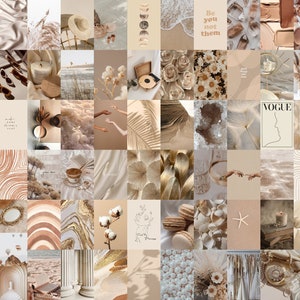 Beige Neutral Digital Photo Collage Kit | 60 Images, Digital Download, Aesthetic Wall Decor, Room Decor, Printable Posters, Beige Wall Art
