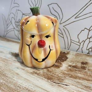 Vintage Anthropomorphic Pumpkin Planter Relpo Ceramic