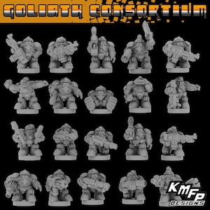 Goliath Consortium (Space Dwarf) Brotherhood Combat Infantry for tabletop wargaming.