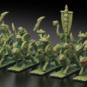 Goblin Wolf Rider Warriors specifically designed for 10mm (Warmaster) By Wakelessrex