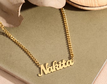 Gold Name Necklace Personalized Name 