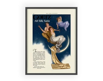 Vintage Goetz All Silk Satin Advertisement Poster with Wooden Frame