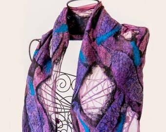 Purple Felted Scarf - Silk / Wool