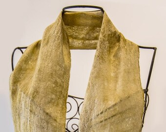 Yellow Felted Scarf - Silk / Wool