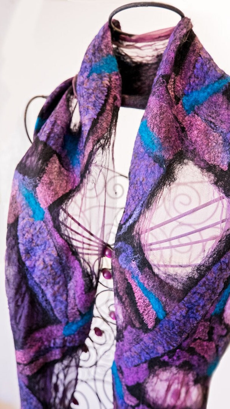 Purple Felted Scarf Silk / Wool image 2