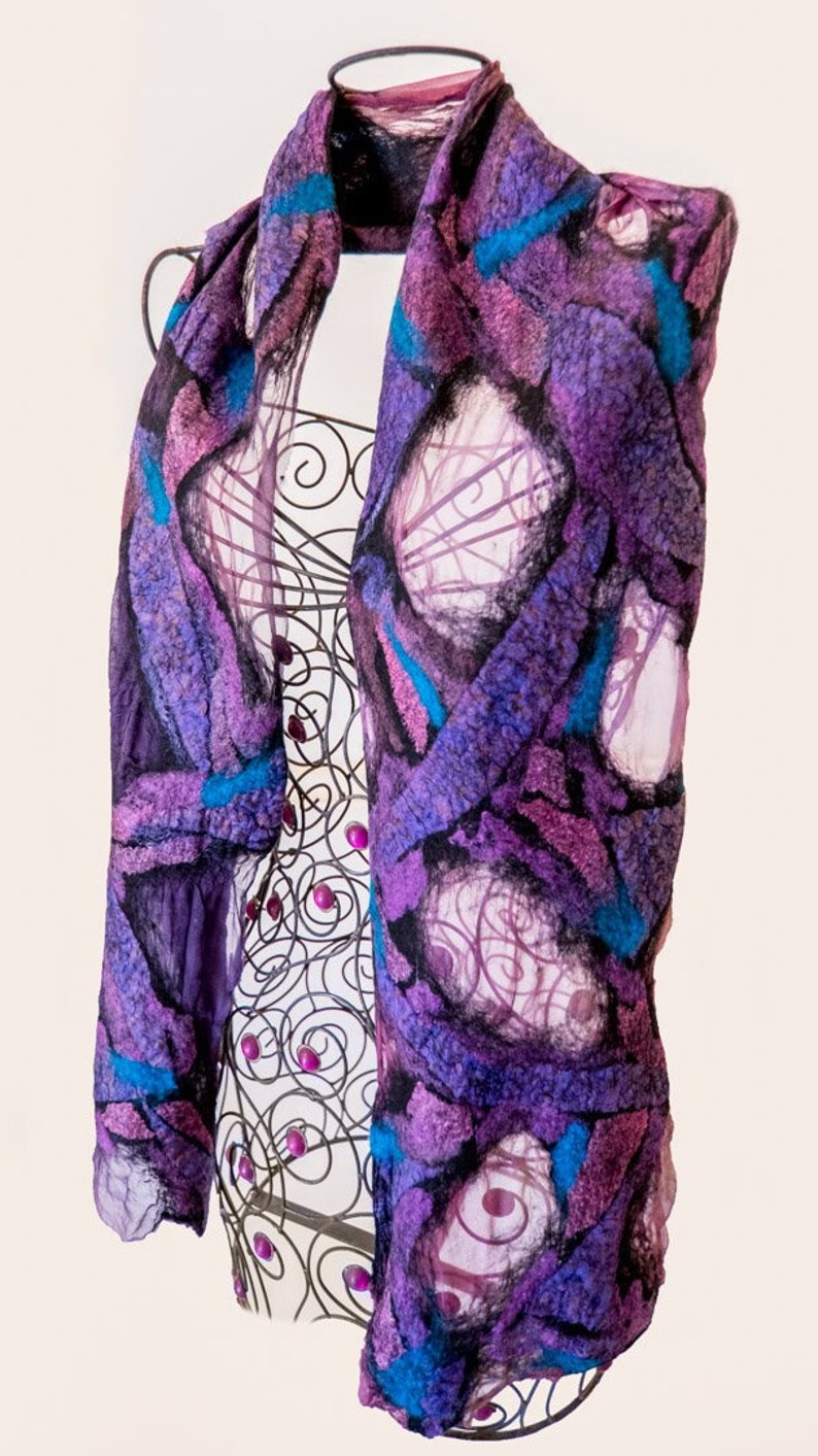 Purple Felted Scarf Silk / Wool image 1