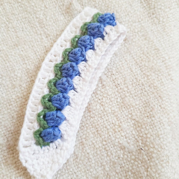 Crochet headband blue tulip