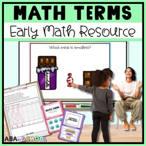 Early Math Terms Games and Task Cards for Math Words Big & Small Greater Than Special Education or Preschool Math Activities