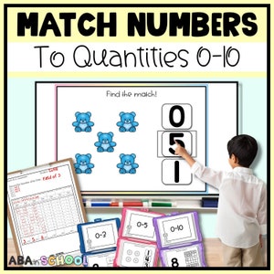 Matching numbers to quantities 0-10 Counting objects activity - Special Education Life Skills Math or Preschool Math Activity
