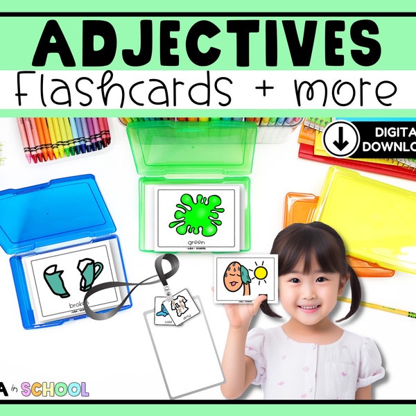 Adjectives Flashcards for Task Cards Activities and Speech Therapy & Special Education