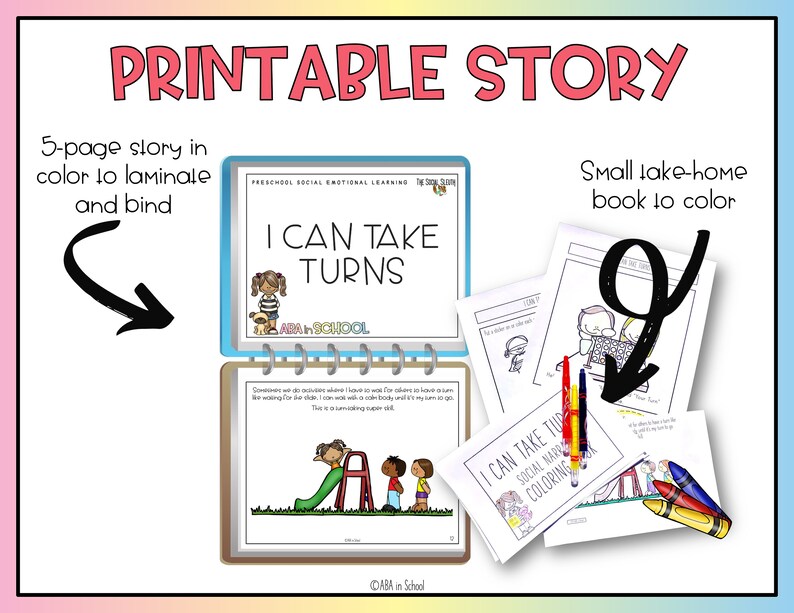 I CAN TAKE TURNS Preschool Social Skills Story | Sportsmanship Social ...