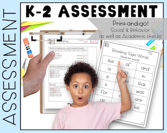 Kindergarten Assessment (K-2) with Student Data Tracking | Special Education