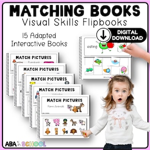 Matching Books - Toddler Busy Book or Preschool Morning Meeting activities | Speech Therapy ABA Special Education | Adaptive Books