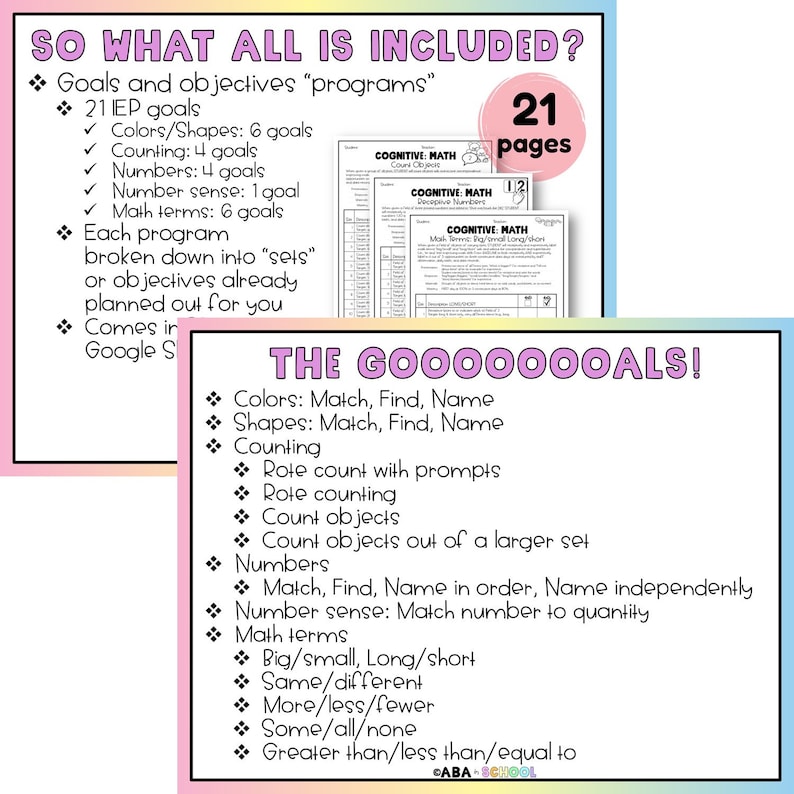 Simple Math IEP Goals and Objectives Tracking for Special Education