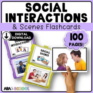 Cartes-éclair de scènes sociales - Cartes d'émotions avec images - Scènes d'images de questions WH - orthophonie et thérapie ABA - éducation spéciale
