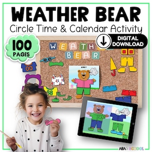 Dress the Weather Bear - Circle time calendar activity Special Education visuals - ECSE activities back to school resource