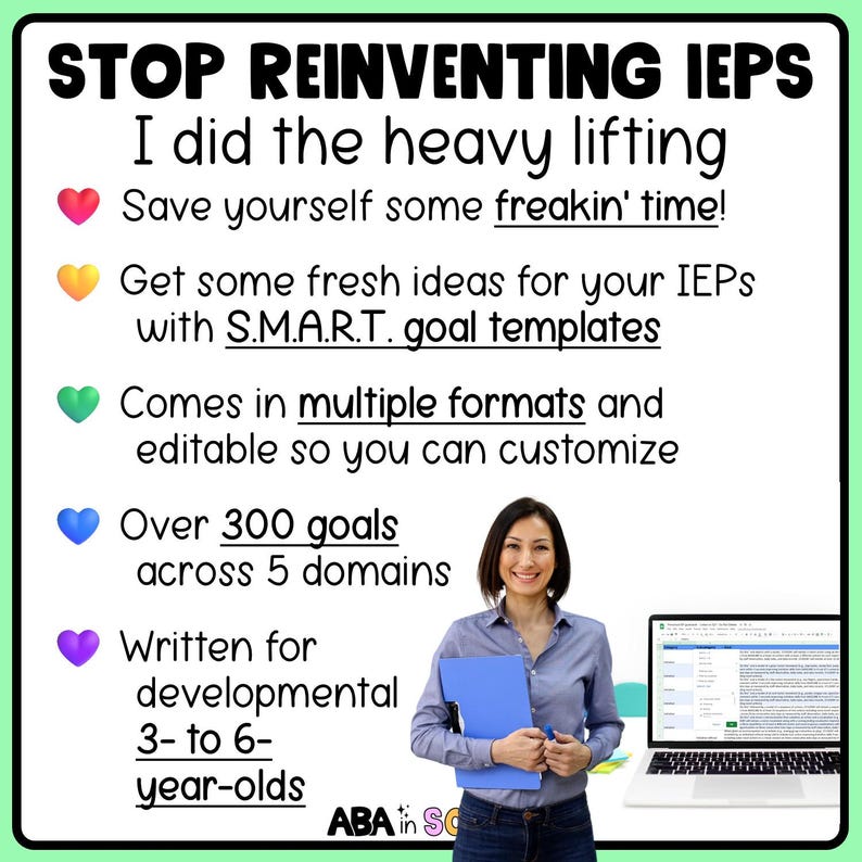 Seguimiento de objetivos y metas del IEP. Banco de objetivos del IEP. Lista de verificación de evaluación y planificación (descarga digital). imagen 4